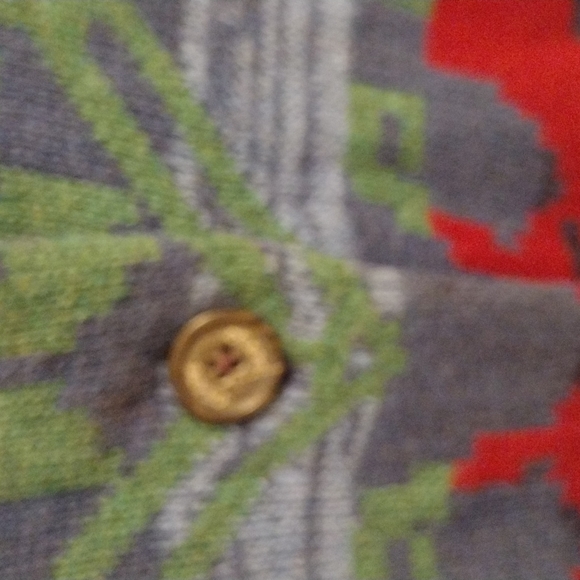 Chaps Denim green blue and red Aztec print button down sweater  vest siz… - Picture 4 of 6
